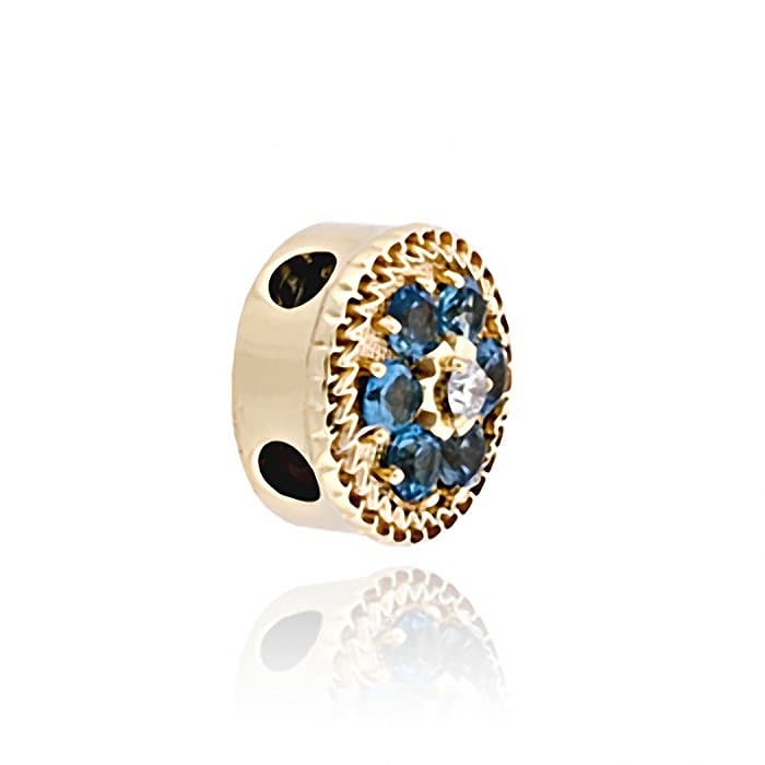 SL519 14kt Yellow Gold Diamond and London Blue Topaz angle