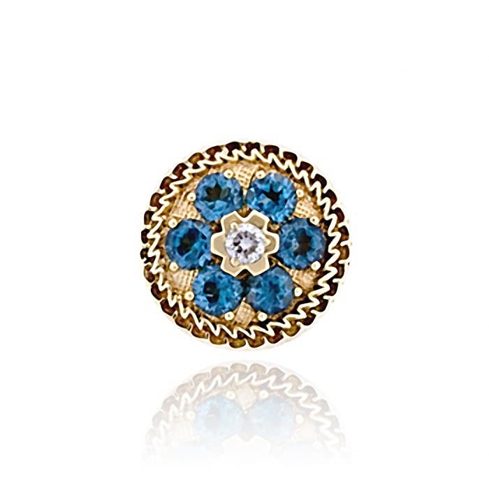 SL519 14kt Yellow Gold Diamond and London Blue Topaz top