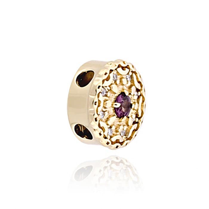 SL520 14kt Yellow Gold Amethyst and Diamond angle