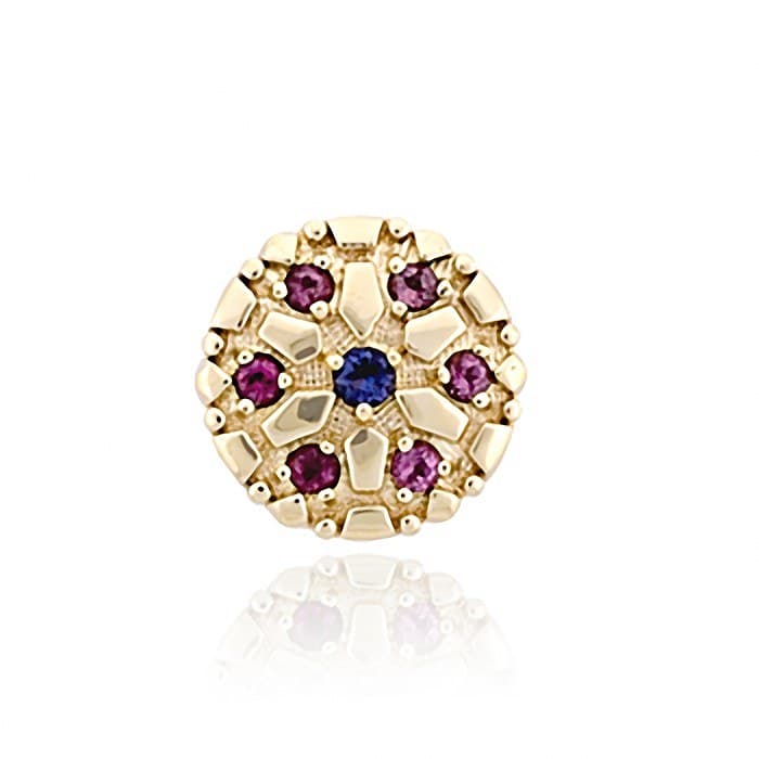 SL521 14kt Yellow Gold Iolite and Pink Tourmaline top