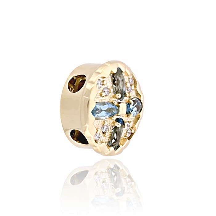 SL522 14kt Yellow Gold Aquamarine and Diamond angle