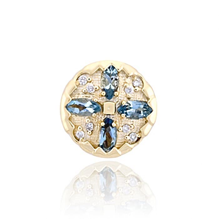 SL522 14kt Yellow Gold Aquamarine and Diamond top