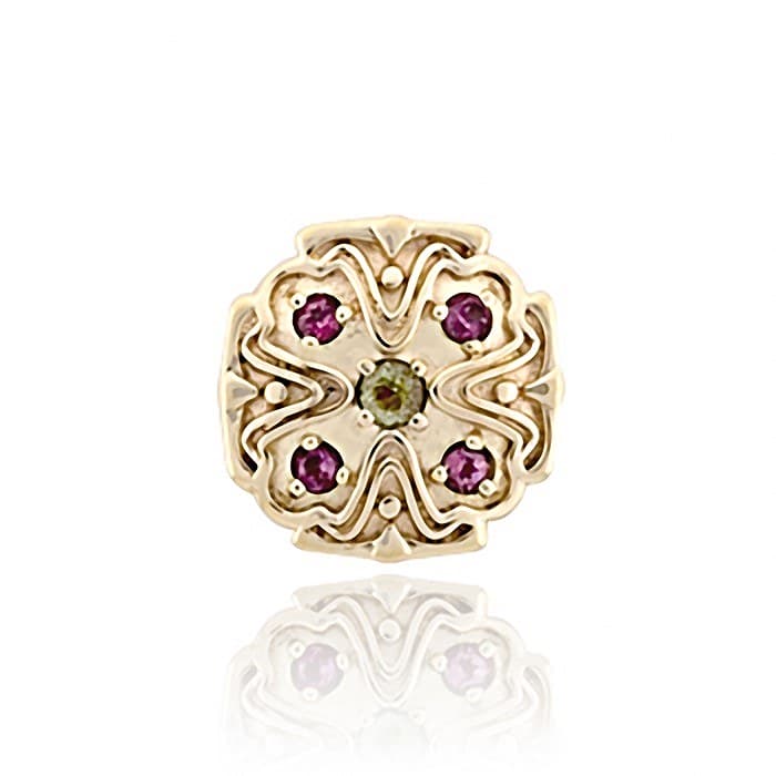 SL524 14kt Yellow Gold Peridot and Pink Tourmaline top