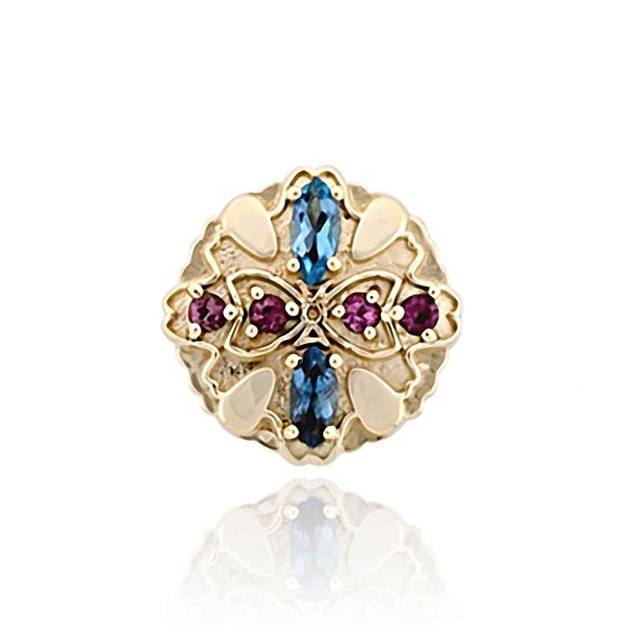 SL525 14kt Yellow Gold Swiss Blue Topaz and Pink Tourmaline top