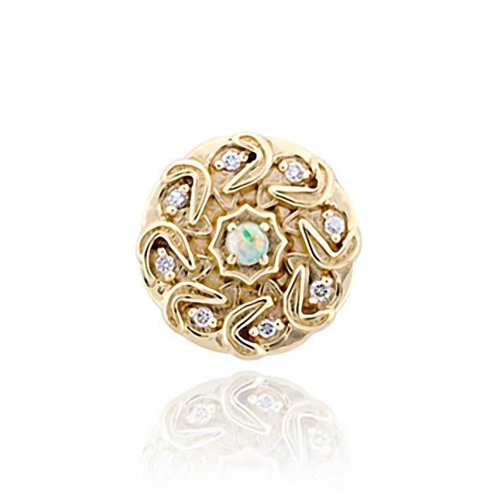 SL526 14kt Yellow Gold Opal and Diamond top