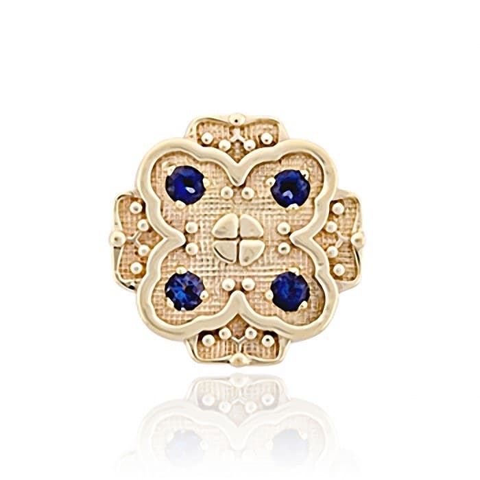 SL528 14kt Yellow Gold Blue Sapphire top