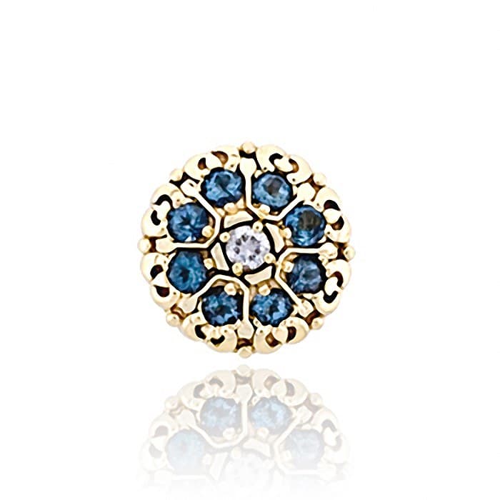 SL530 14kt Yellow Gold Diamond and Swiss Blue Topaz top