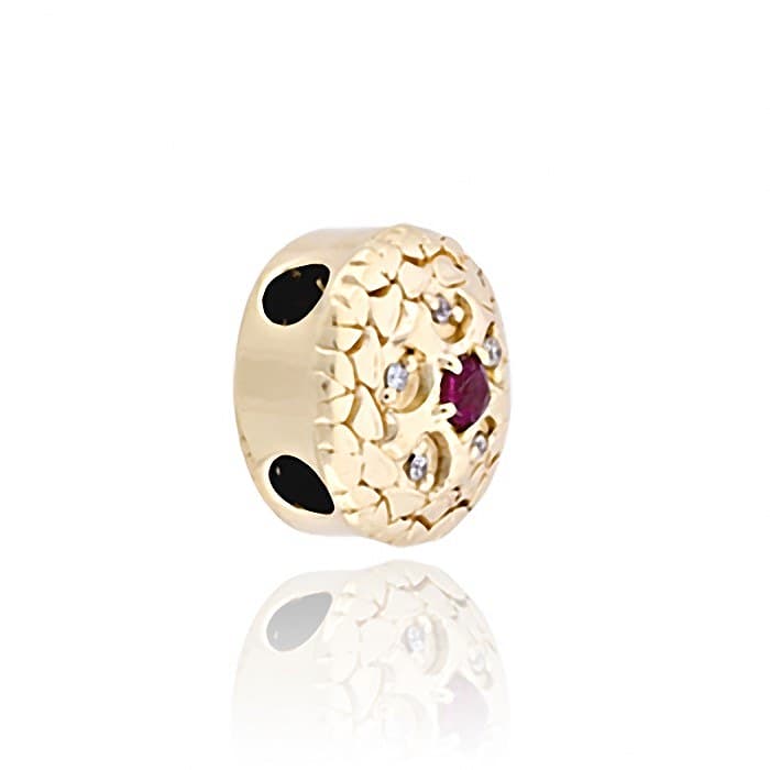 SL531 14kt Yellow Gold Rhodolite and Diamond angle