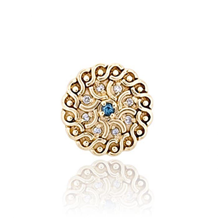 SL532 14kt Yellow Gold Swiss Blue Topaz and Diamond top