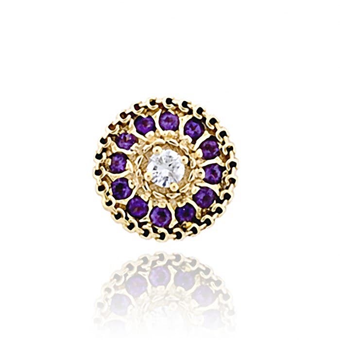 SL534 14kt Yellow Gold Diamond and Amethyst top