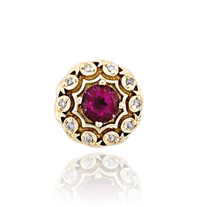 SL535 14kt Yellow Gold Rhodolite and Diamond top