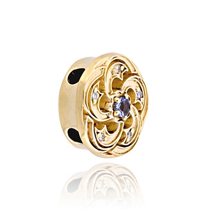 SL536 14kt Yellow Gold Iolite and Diamond angle