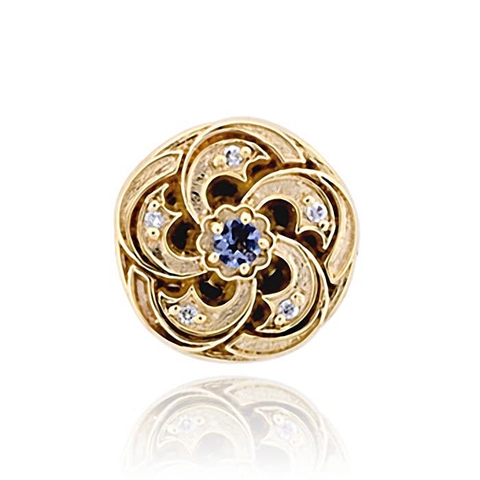 SL536 14kt Yellow Gold Iolite and Diamond top