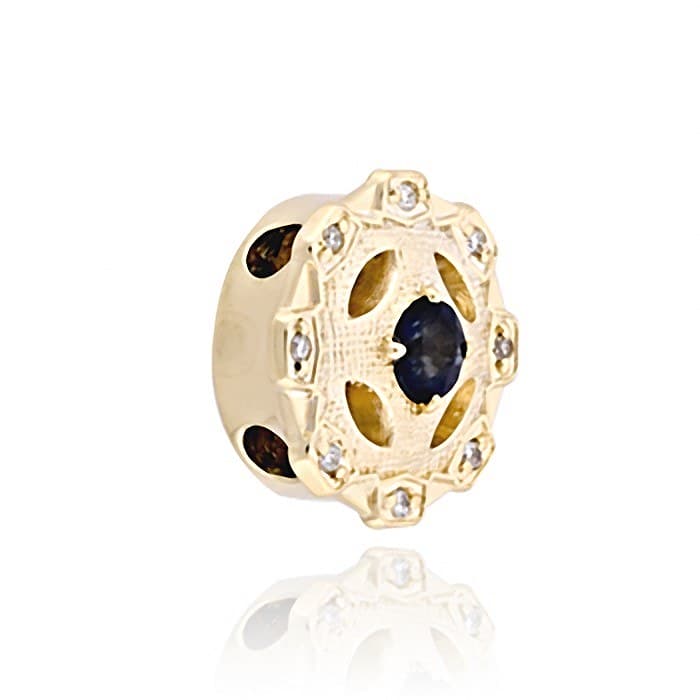 SL540 14kt Yellow Gold Blue Sapphire and Diamond angle