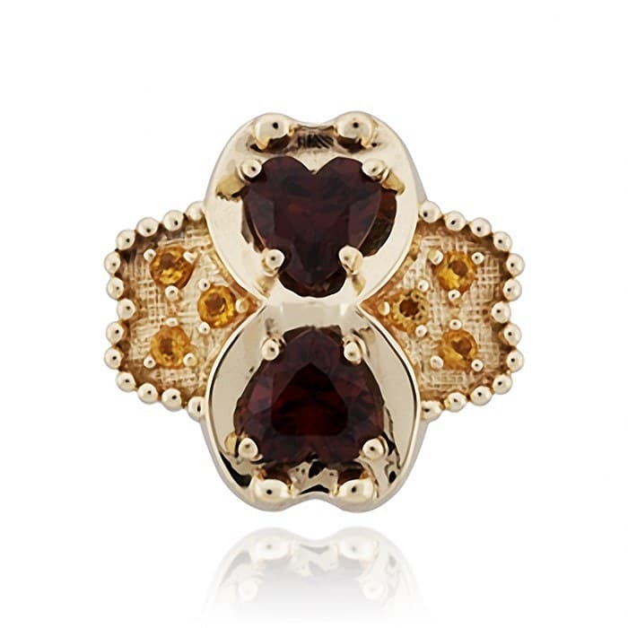 SL543 14kt Yellow Gold Garnet and Citrine top