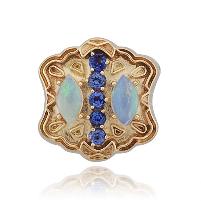 SL556 14kt Yellow Gold Tanzanite and Opal top