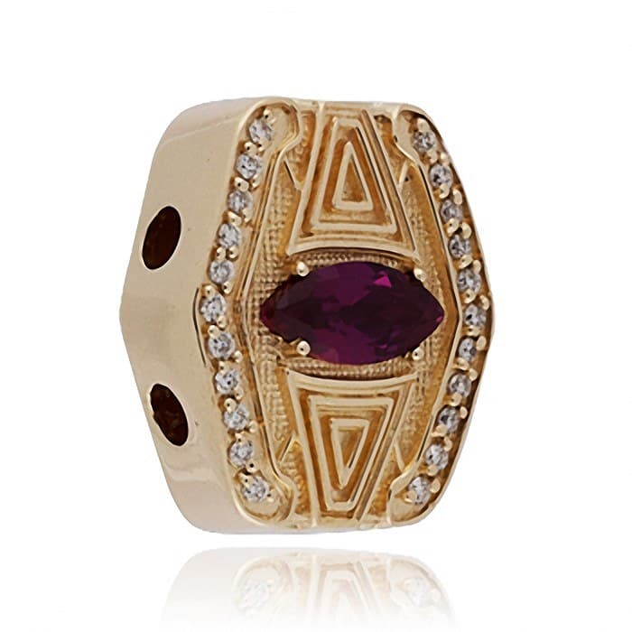 SL569 14kt Yellow Gold Ruby and Diamond angle