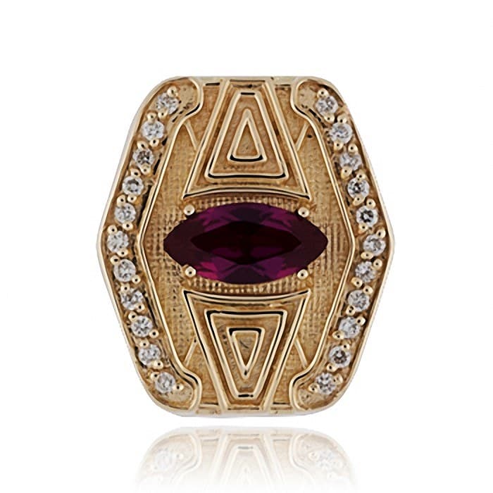 SL569 14kt Yellow Gold Ruby and Diamond top