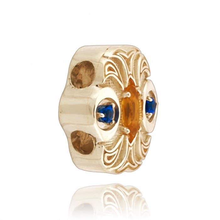 SL583C 14kt Yellow Gold Citrine and Blue Sapphire angle