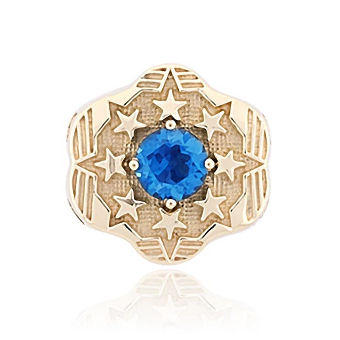 SL586 14kt Yellow Gold Swiss Blue Topaz top