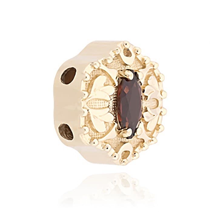 SL588 14kt Yellow Gold Garnet angle