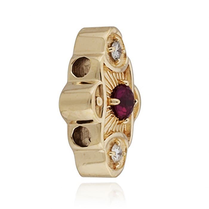 SL625 14kt Yellow Gold Ruby and Diamond angle