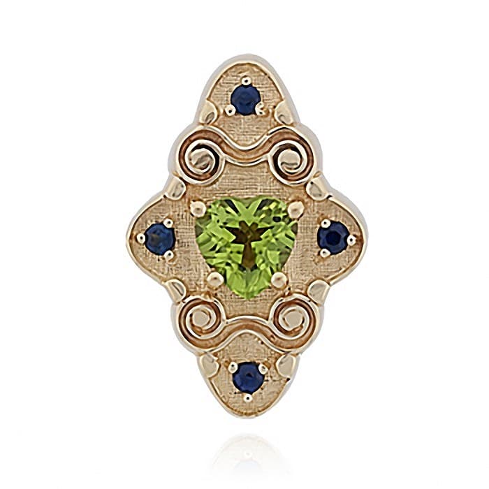 SL629 14kt Yellow Gold Peridot and Blue Sapphire top