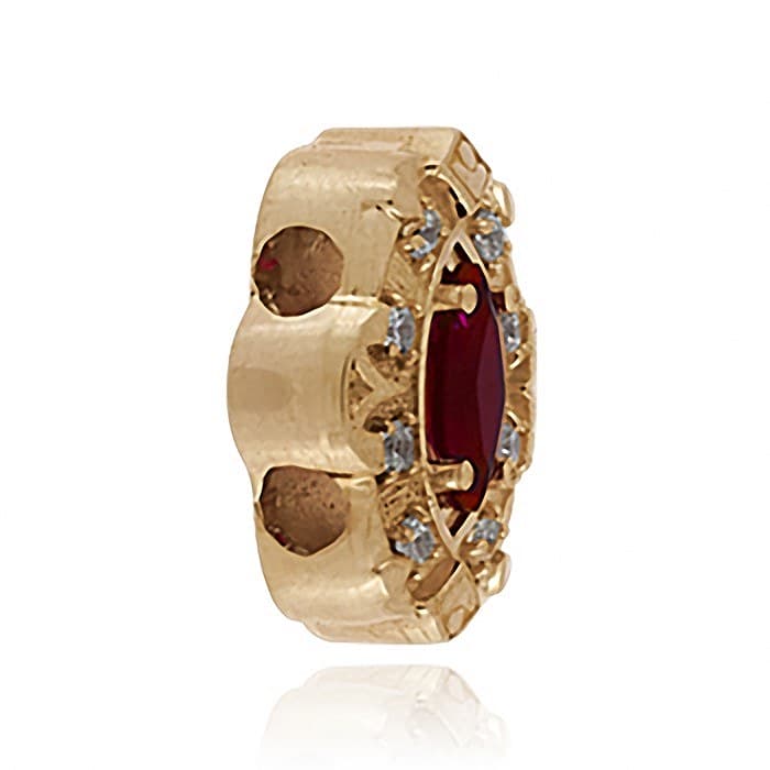 SL638 14kt Yellow Gold Ruby and Diamond angle