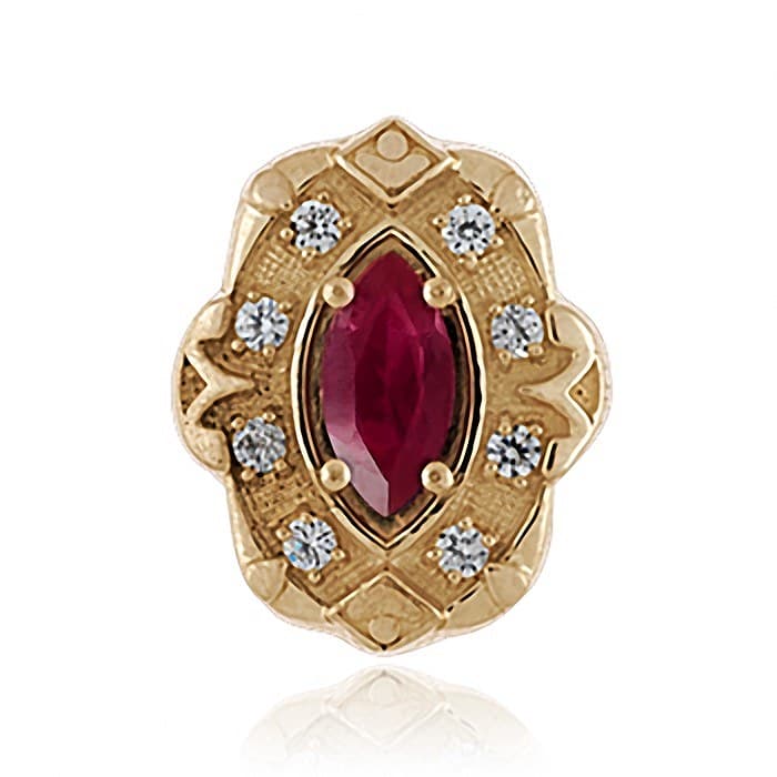 SL638 14kt Yellow Gold Ruby and Diamond top