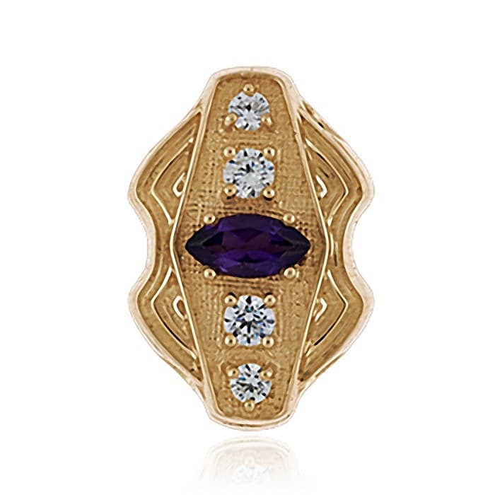 SL645 14kt Yellow Gold Amethyst and Diamond and Diamond top