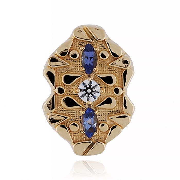 SL646 14kt Yellow Gold Diamond and Tanzanite top