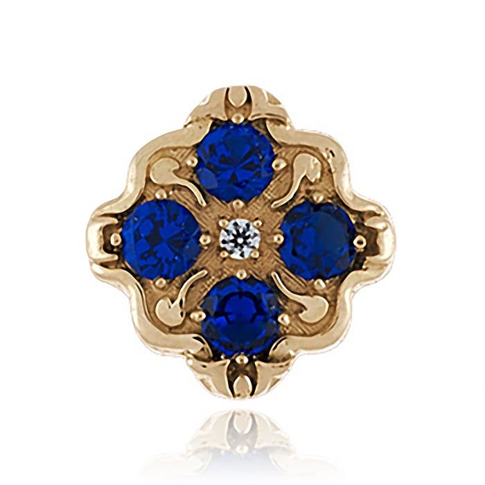 SL651 14kt Yellow Gold Diamond and Tanzanite top