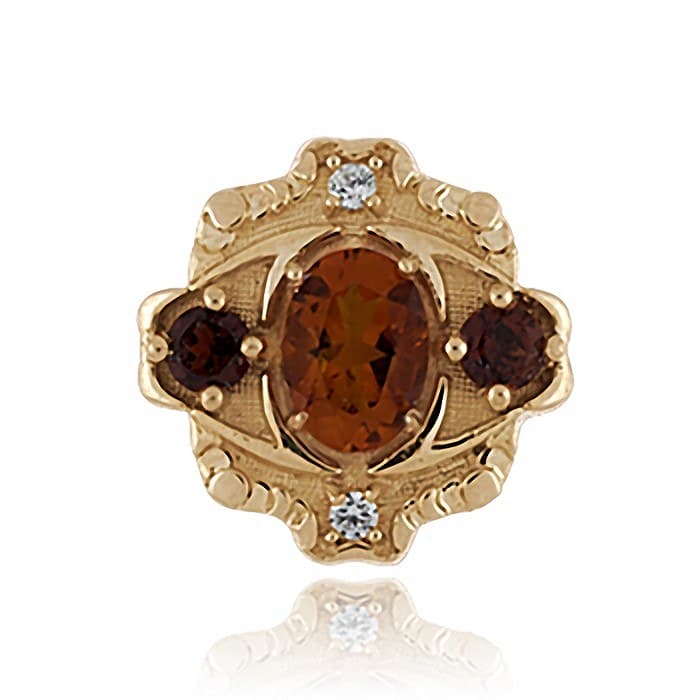 SL654 14kt Yellow Gold Citrine and Garnet and Diamond top