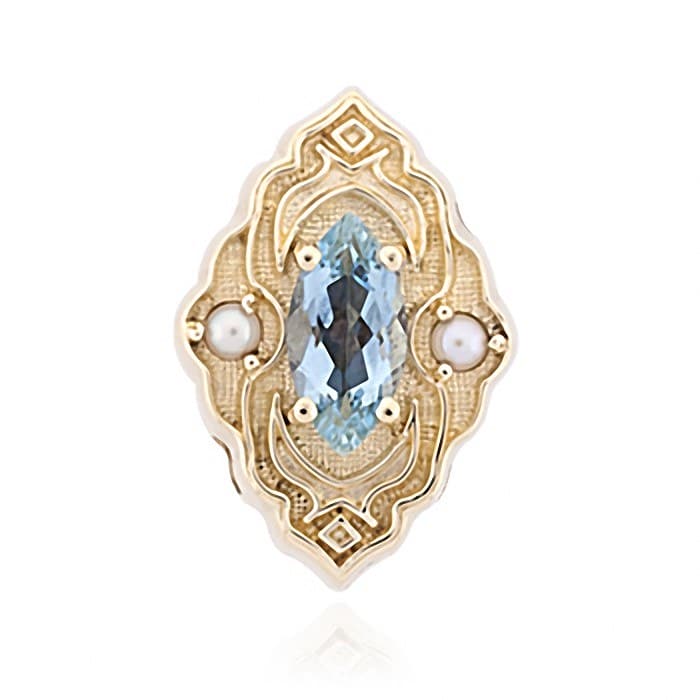 SL667 14kt Yellow Gold Aquamarine and Pearl top