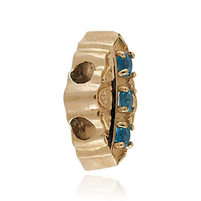 SL668 14kt Yellow Gold Swiss Blue Topaz angle