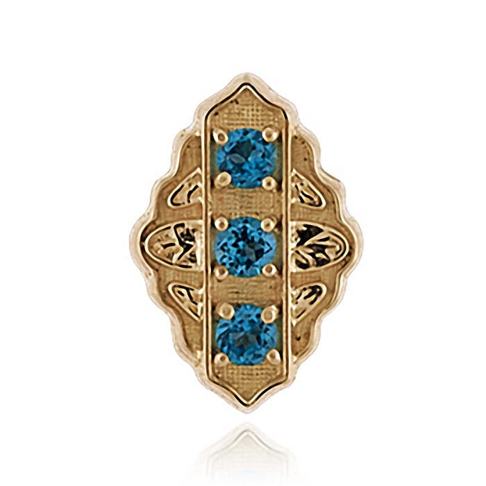 SL668 14kt Yellow Gold Swiss Blue Topaz top