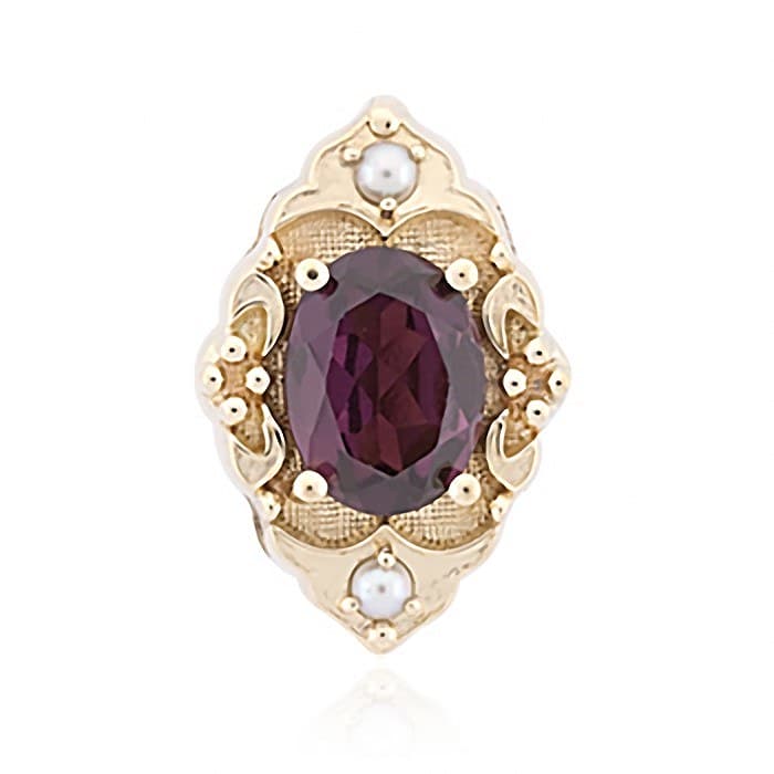 SL669 14kt Yellow Gold Rhodolite and Pearl top