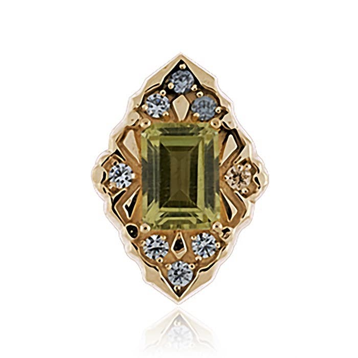 SL672 14kt Yellow Gold Peridot and Diamond top