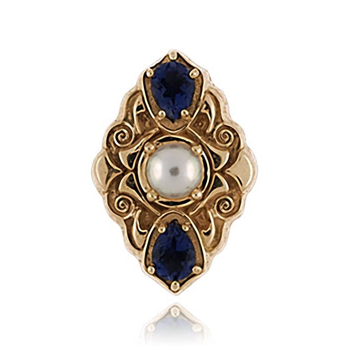 SL673 14kt Yellow Gold Pearl and Iolite top