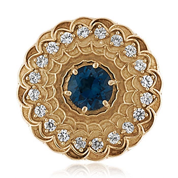 SL678 14kt Yellow Gold London Blue Topaz and Diamond top