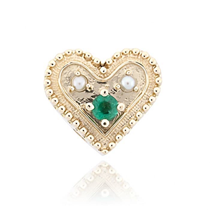 SL694 14kt Yellow Gold Emerald and Pearl top
