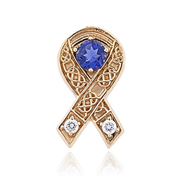 SL706 14kt Yellow Gold Iolite and Diamond top