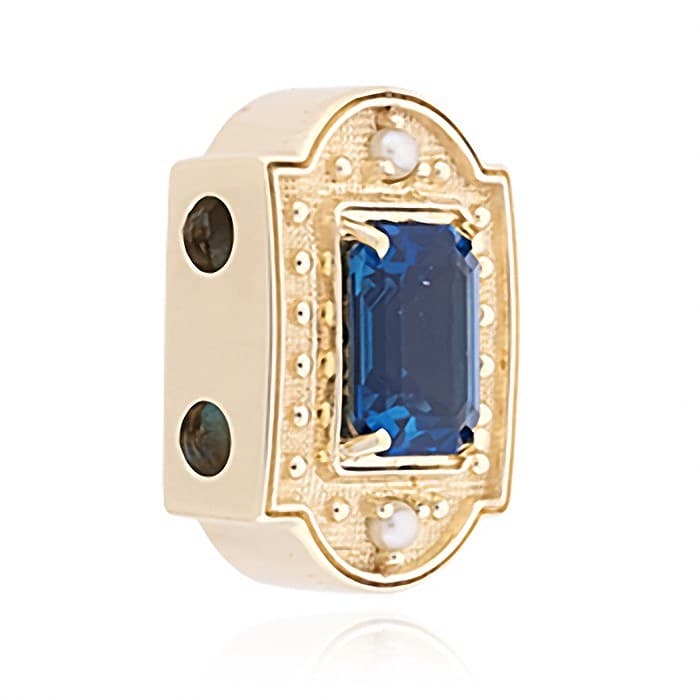 SL734 14kt Yellow Gold London Blue Topaz and Pearl angle