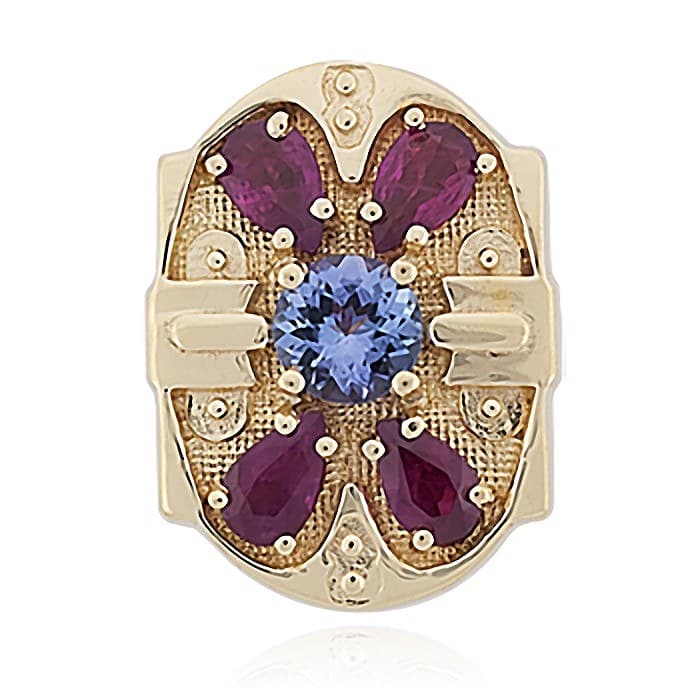 SL737 14kt Yellow Gold Iolite and Ruby top