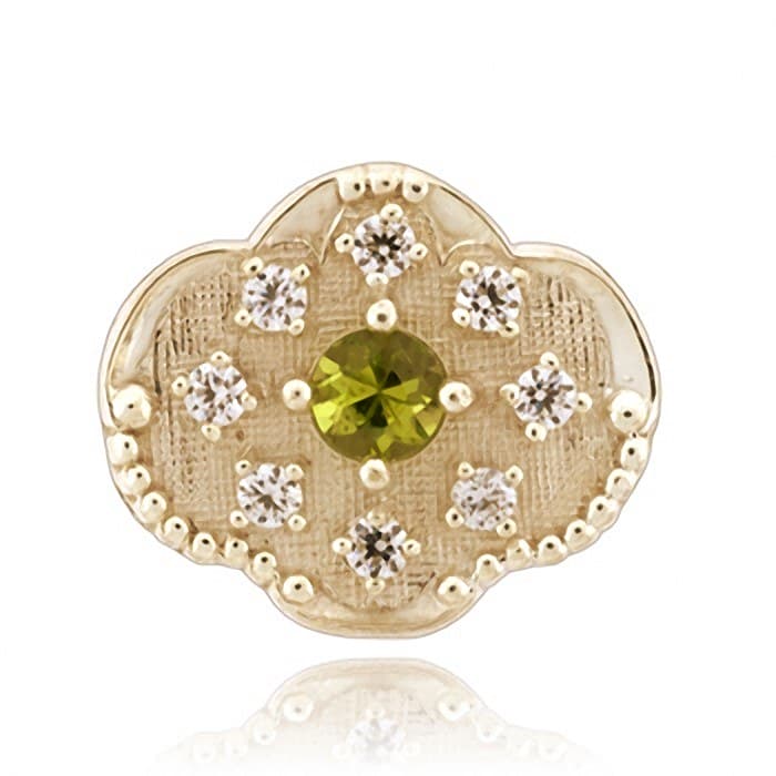 SLBOE7 14kt Yellow Gold Peridot and Cubic Zirconia top