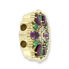 SL200 14kt Yellow Gold Ruby and Diamond and Amethyst and Emerald angle