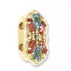 SL247 14kt Yellow Gold Diamond and Pink Tourmaline and Swiss Blue Topaz angle