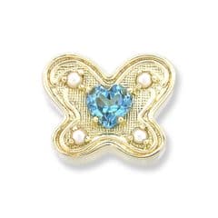 SL250 14kt Yellow Gold Swiss Blue Topaz and Pearl top