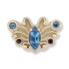 SL251 14kt Yellow Gold Swiss Blue Topaz and Swiss Blue Topaz and Ruby top