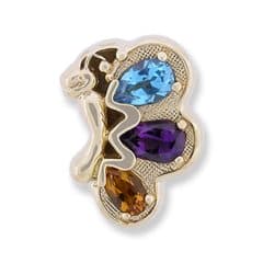 SL252R 14kt Yellow Gold Swiss Blue Topaz and Amethyst and Citrine top
